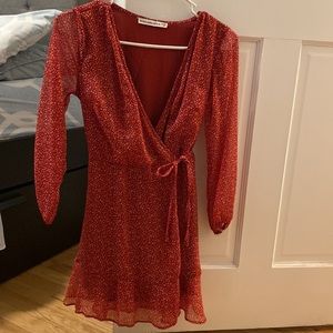 Abercrombie Red Chiffon Wrap Mini Dress XXSP petite
